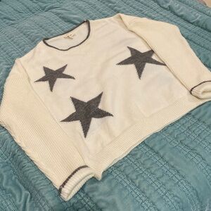 Women’s Sweater, Cream with Heather Grey stars, size L, brand ee:some